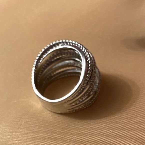 The Moderne Statement band ring in 925 & white sapphire sz 5 - Picture 8 of 8